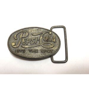 Vintage Small Pepsi Cola Hits The Spot Brass Belt Buckle